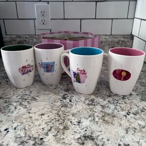 Sakura White Mugs with Pink and Green Interiors